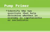 Pump Primer  Identify the two questions that help determine whether an economy is capitalistic or socialistic.