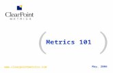 Www.clearpointmetrics.com Metrics 101 May, 2006. © 2005-2006 CLEARPOINT METRICS Proprietary & Confidential 2 Outline  What is a metric ?  What makes.