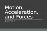 Motion, Acceleration, and Forces CHAPTER 3. Motion Motion happens all around us. One – dimensional motion is the simplest form of motion. The object can.