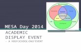 MESA Day 2014 ACADEMIC DISPLAY EVENT - A HIGH SCHOOL ONLY EVENT.