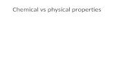 Chemical vs physical properties. Elements and compounds can be described by their chemical and physical properties Physical property: characteristic of.