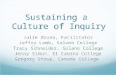 Sustaining a Culture of Inquiry Julie Bruno, Facilitator Jeffry Lamb, Solano College Tracy Schneider, Solano College Jenny Simon, El Camino College Gregory.
