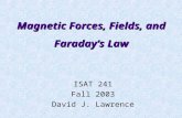 Magnetic Forces, Fields, and Faraday’s Law ISAT 241 Fall 2003 David J. Lawrence.