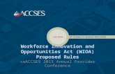 Workforce Innovation and Opportunities Act (WIOA) Proposed Rules vaACCSES 2015 Annual Provider Conference.