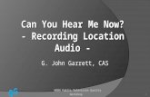 Q G WGBH Public Television Quality Workshop 1 Can You Hear Me Now? - Recording Location Audio - G. John Garrett, CAS.