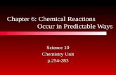 Chapter 6: Chemical Reactions Occur in Predictable Ways Science 10 Chemistry Unit p.254-283.