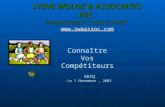 STEVE WOLOZ & ASSOCIATES INC. MANAGEMENT CONSULTANTS  Connaître Vos Compétiteurs AECQ Le 1 Novembre, 2003.