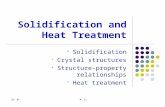 Sp’ 05W. Li Solidification and Heat Treatment  Solidification  Crystal structures  Structure-property relationships  Heat treatment.