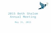 2015 Beth Shalom Annual Meeting May 31, 2015. Agenda Welcome and Call to Order: Hal Zenick Verification of a quorum: Heather Carter Rabbi’s Remarks Introduction.