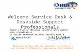 Welcome Service Desk & Deskside Support Professionals Thank you to Macerich for providing the location and to Numara Software for sponsoring this session!
