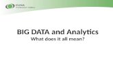 BIG DATA and Analytics What does it all mean?. The Evolution of Data, Reporting, Etc. What is Big Data? Why use Big Data? Big Data in Credit Unions How.