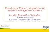 Repairs and Property Inspection for Tenancy Management Officers London Borough of Islington Wayne Anderson BSc MSc Dipl H+S MRICS MCIArb.