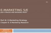 E-MARKETING 5/E JUDY STRAUSS AND RAYMOND FROST Part III: E-Marketing Strategy Chapter 6: E-Marketing Research ©2009 Pearson Education, Inc. Publishing.