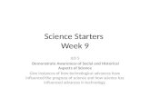 Science Starters Week 9 ILO 5 Demonstrate Awareness of Social and Historical Aspects of Science Give instances of how technological advances have influenced.