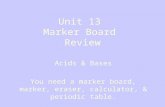 Unit 13 Marker Board Review Acids & Bases You need a marker board, marker, eraser, calculator, & periodic table.