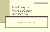Anatomy / Physiology Overview Skeletal System. Composed of organs called bones that give form to the body and, with the joints, allow body motion. The.