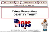 Crime Prevention IDENTITY THEFT ©This TCLEOSE approved Crime Prevention Curriculum is the property of CSCS-ICJS CRIME PREVENTION II Institute for Criminal.