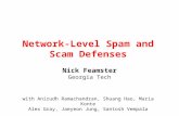Network-Level Spam and Scam Defenses Nick Feamster Georgia Tech with Anirudh Ramachandran, Shuang Hao, Maria Konte Alex Gray, Jaeyeon Jung, Santosh Vempala.