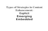 Types of Strategies in Content Enhancement: Explicit Emerging Embedded.