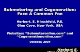 Herbert. E. Hirschfeld, P.E. Glen Cove, New York, USA Websites: “Submeteronline.com” and “Cogenerationonline.com” October, 2004 Submetering and Cogeneration: