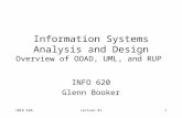 INFO 620Lecture #11 Information Systems Analysis and Design Overview of OOAD, UML, and RUP INFO 620 Glenn Booker.