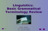 Home Linguistics: Basic Grammatical Terminology Review Educ 4683 Dr. David Piper  Dr. David Piper & Krista Yetman.
