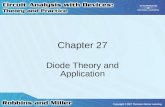Chapter 27 Diode Theory and Application. 2 Diode Models Ideal model is a switch Forward-biased ideal model –Short Circuit –V D = 0 –R D = 0 Diode.