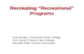 Recreating “Recreational” Programs Kale Braden, Cosumnes River College Kim Harrell, Folsom Lake College Michelle Pilati, Futures Committee.