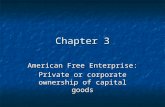 Chapter 3 American Free Enterprise: Private or corporate ownership of capital goods.