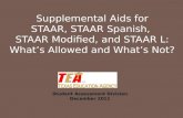 Supplemental Aids for STAAR, STAAR Spanish, STAAR Modified, and STAAR L: What’s Allowed and What’s Not? Student Assessment Division December 2011.