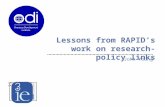 Lessons from RAPID’s work on research-policy links John Young.