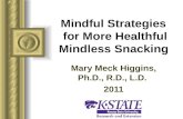 Mindful Strategies for More Healthful Mindless Snacking Mary Meck Higgins, Ph.D., R.D., L.D. 2011.