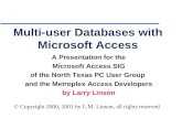 Multi-user Databases with Microsoft Access A Presentation for the Microsoft Access SIG of the North Texas PC User Group and the Metroplex Access Developers.