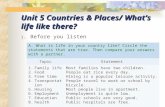 Unit 5 Countries & Places/ What’s life like there? 1. Before you listen A. What is life in your country like? Circle the statements that are true. Then.