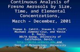 Continuous Analysis of Fresno Aerosols by Size, Time, and Elemental Concentrations, March – December, 2001 Thomas A. Cahill, Steven S. Cliff, Michael Jimenez-Cruz,