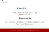 USHERING CHANGE THROUGH COMMUNICATIONS DURAVIT INDIA PVT LTD COMMUNICATION PLAN Presented by Vaishnavi Corporate Communications Private Limited.
