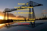 Review of Local Employment Initiatives in Middlesbrough Presentation of Shared Intelligence findings Mark Evershed 15 April 2005.
