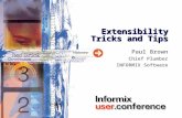Extensibility Tricks and Tips Paul Brown Chief Plumber INFORMIX Software Paul Brown Chief Plumber INFORMIX Software.