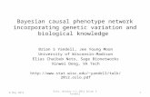 Bayesian causal phenotype network incorporating genetic variation and biological knowledge Brian S Yandell, Jee Young Moon University of Wisconsin-Madison.