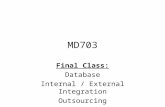 MD703 Final Class: Database Internal / External Integration Outsourcing.