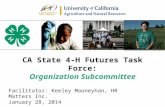 CA State 4-H Futures Task Force: Organization Subcommittee Facilitator: Keeley Mooneyhan, HR Matters Inc. January 28, 2014.