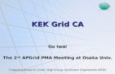 Computing Research Center, High Energy Accelerator Organization (KEK) KEK Grid CA Go Iwai The 2 nd APGrid PMA Meeting at Osaka Univ.