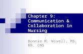 Chapter 9: Communication & Collaboration in Nursing Bonnie M. Wivell, MS, RN, CNS.