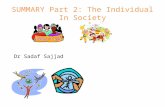 SUMMARY Part 2: The Individual In Society Dr Sadaf Sajjad.