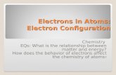 Electrons in Atoms: Electron Configuration Chemistry EQs: What is the relationship between matter and energy? How does the behavior of electrons affect.