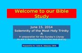 Welcome to our Bible Study June 15, 2014 Solemnity of the Most Holy Trinity A In preparation for this Sunday’s Liturgy As aid in focusing our homilies.