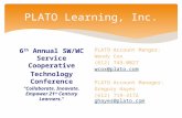 PLATO Learning, Inc. 6 th Annual SW/WC Service Cooperative Technology Conference "Collaborate. Innovate. Empower 21 st Century Learners." PLATO Account.