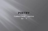 Cumberland, Junior Gr. 7.  Poem that:  forms a picture of the topic  Follows contours of a shape suggested by the topic.
