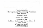 Functionally Navigating/Balancing Patches and Fixes Session 1023 March 20, 2001 Presented by Melissa Grimsley, David Kline & Jane North.