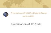 Presentation to ISACA New England Chapter March 20, 2008 Examination of IT Audit.